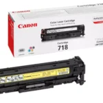 De Canon CRG-718 Y is een gele kleurentoner met een opbrengst van circa 2900 pagina’s, ideaal voor scherpe en betrouwbare