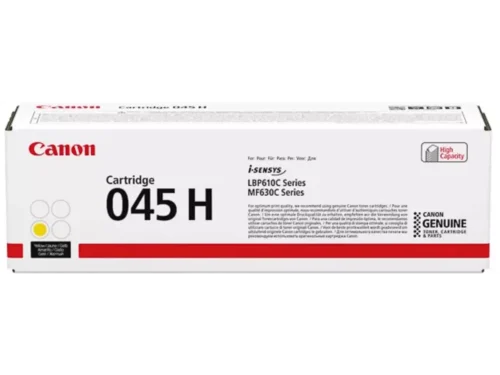 De Canon 045 H geel kleurentoner levert heldere afdrukken en gaat tot 2200 pagina’s mee, ideaal voor wie kwaliteit en