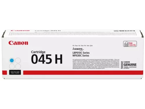 De Canon 045 H cyaan kleurentoner levert tot 2200 pagina’s en is geschikt voor diverse Canon laserprinters en multifunctionals uit