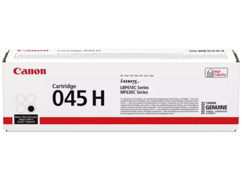 De Canon 045 H zwarte toner levert scherpe afdrukken en gaat tot 2800 pagina’s mee, ideaal voor dagelijks gebruik op