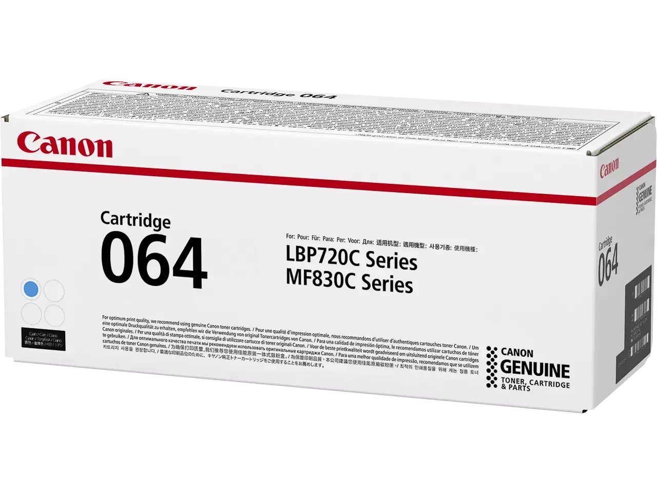 Canon 064C MF cartridge cyaan 5000 pagina’s compatible toner besteld De Canon 064 kleurentoner in cyaan levert tot 5000 pagina’s en is geschikt voor diverse Canon Laser Printers en I-SENSYS