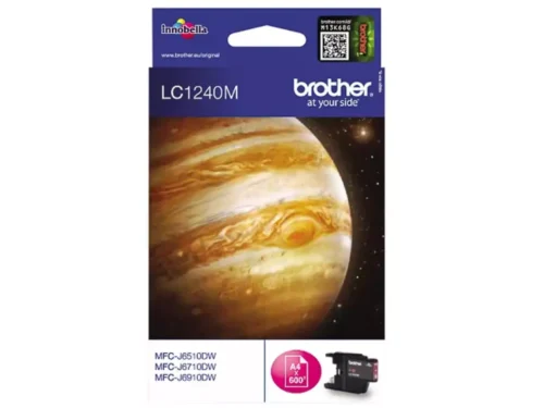 De Brother LC1240M is een magenta inktcartridge op pigmentbasis met een opbrengst van ongeveer 600 pagina’s. Deze enkele verpakking is