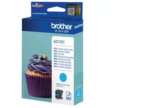 De Brother LC123C is een cyaan inktcartridge in enkele verpakking, goed voor tot 600 pagina’s en geschikt voor een breed