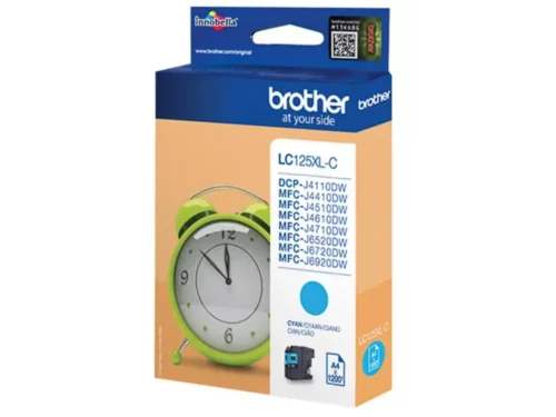 De Brother LC-125XLC is een cyaan inktcartridge in enkele verpakking, goed voor ongeveer 1200 pagina’s. Deze Brother LC-125XLC is geschikt