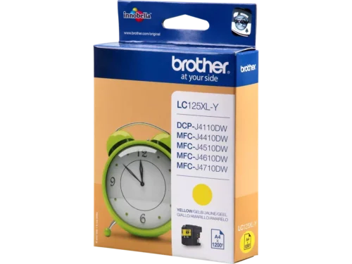 Brother LC-125XLY is een gele inktcartridge in enkele verpakking, goed voor tot 1200 pagina’s. Deze Brother cartridge is geschikt voor