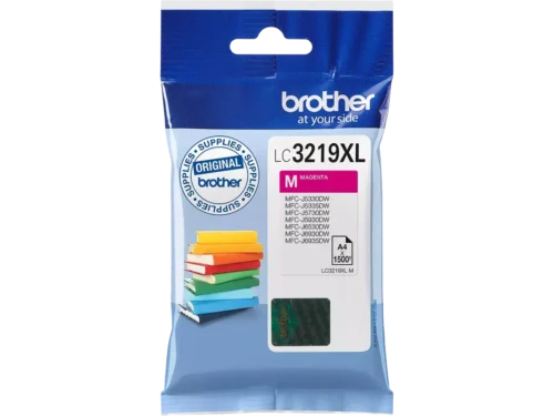 De Brother LC3219XLM is een magenta inktcartridge op pigmentbasis met een hoge paginaopbrengst van 1500 pagina’s, ideaal voor scherpe en