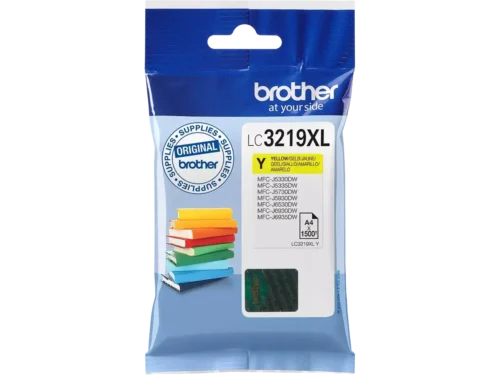 Met de Brother LC3219XLY haal je een gele inktcartridge op pigmentbasis in huis, goed voor scherpe afdrukken en een hoge