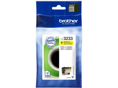 De Brother LC3233Y is een gele inkjetcartridge op pigmentbasis met een normaal rendement tot 1500 pagina’s, ideaal voor scherp en