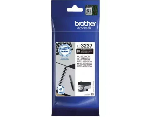 De Brother LC3237BK is een zwarte inktcartridge met normaal rendement, ideaal voor scherpe en duidelijke afdrukken. Met een opbrengst tot