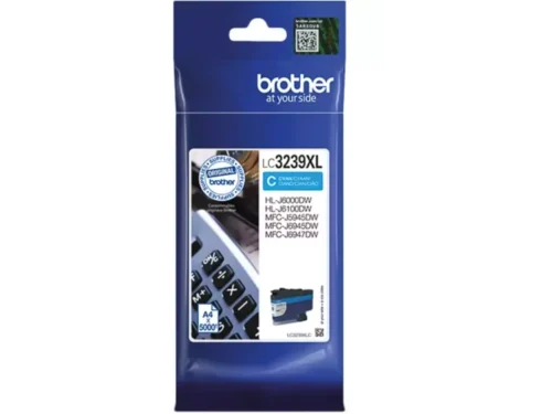 De Brother LC3239XLC is een cyaan XL-inktcartridge met een hoge capaciteit tot 5000 pagina’s, ideaal voor helder en langdurig printen.