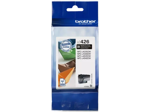 De Brother LC-426BK is een zwarte inktcartridge in enkele verpakking, goed voor tot 3000 pagina’s en geschikt voor diverse BROTHER