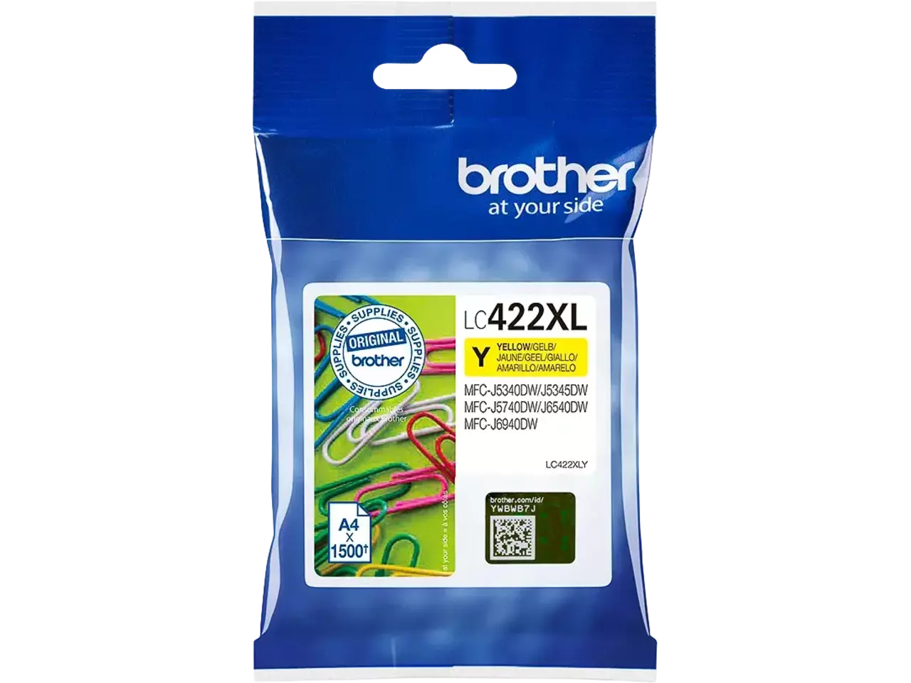 LC422XLY Brother MFCJ inkt geel HC 1500 pagina’s De Brother LC-422XLY is een gele inktcartridge voor Brother-printers, met een hoge paginaopbrengst van 1500 pagina’s. Ideaal als betrouwbare enkele