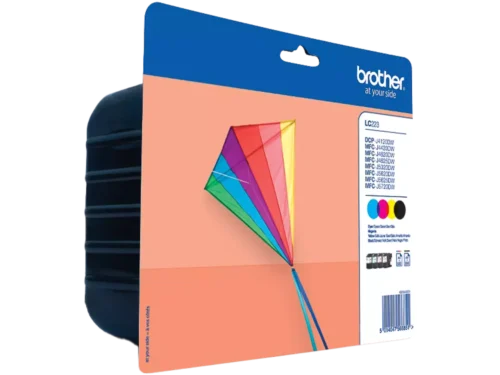 De Brother LC-223VALBP inktcartridge is een handige multi-verpakking met zwart, cyaan, magenta en geel, goed voor tot 550 pagina’s per