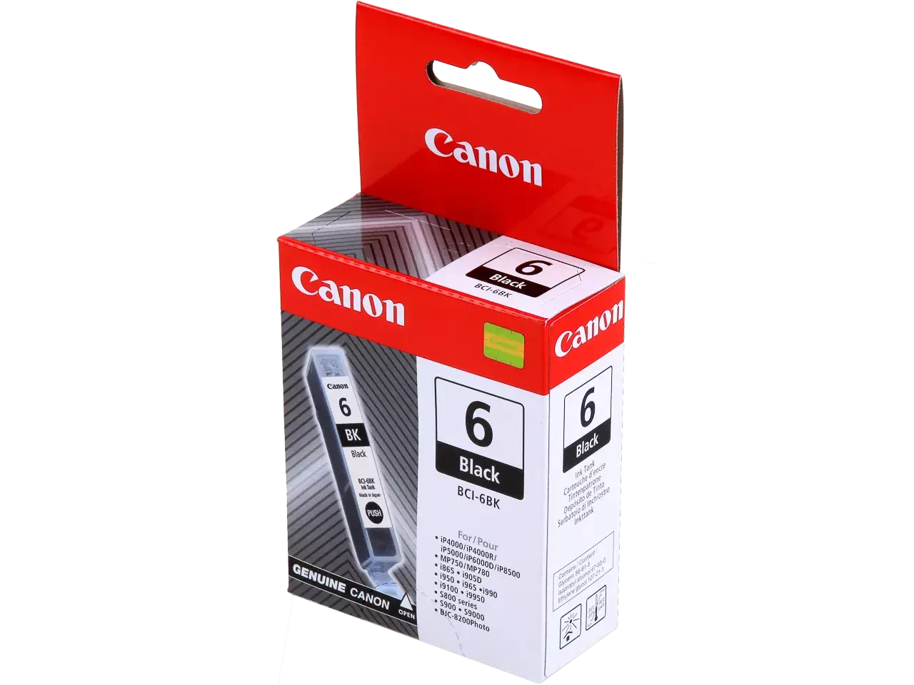 4705A002 Canon BCI6B Nr.6 BJC inkt zwart 15 ml, 280 pagina’s De Canon 4705A002 zwarte inktcartridge levert scherpe, duurzame afdrukken dankzij pigmentinkt en een opbrengst tot 2000 pagina’s. Deze zwarte inkt
