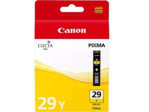 De Canon PGI-29Y gele inktcartridge levert heldere, duurzame afdrukken met pigmentinkt en een paginaopbrengst tot 1280 pagina’s. Deze cartridge is