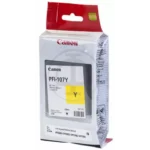 De Canon PFI-107Y is een gele pigmentinktcartridge die zorgt voor scherpe, duurzame afdrukken met heldere kleuren. Deze verpakking bevat 1
