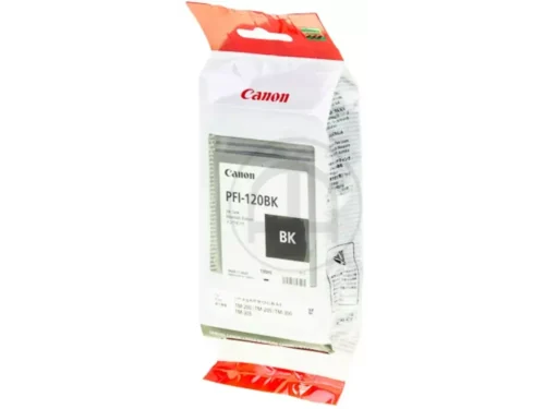 De Canon PFI-120BK is een zwarte pigmentinktcartridge van 130 ml, ontworpen voor scherpe, duurzame afdrukken. Deze inkt is geschikt voor