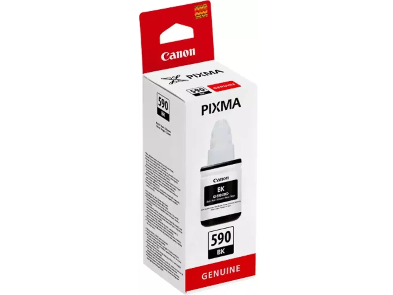 1603C001 Canon GI590BK Pixma inkt zwart 6000 pagina’s refill 135 ml De Canon 1603C001 zwarte inktcartridge van 135 ml is een betrouwbare keuze voor Canon PIXMA G-printers. Deze cartridge levert consistente