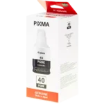 De Canon GI-40 originele zwarte inktcartridge levert betrouwbare, scherpe afdrukken voor Canon PIXMA-printers zoals de G5040, G6040 en GM2040. Dankzij