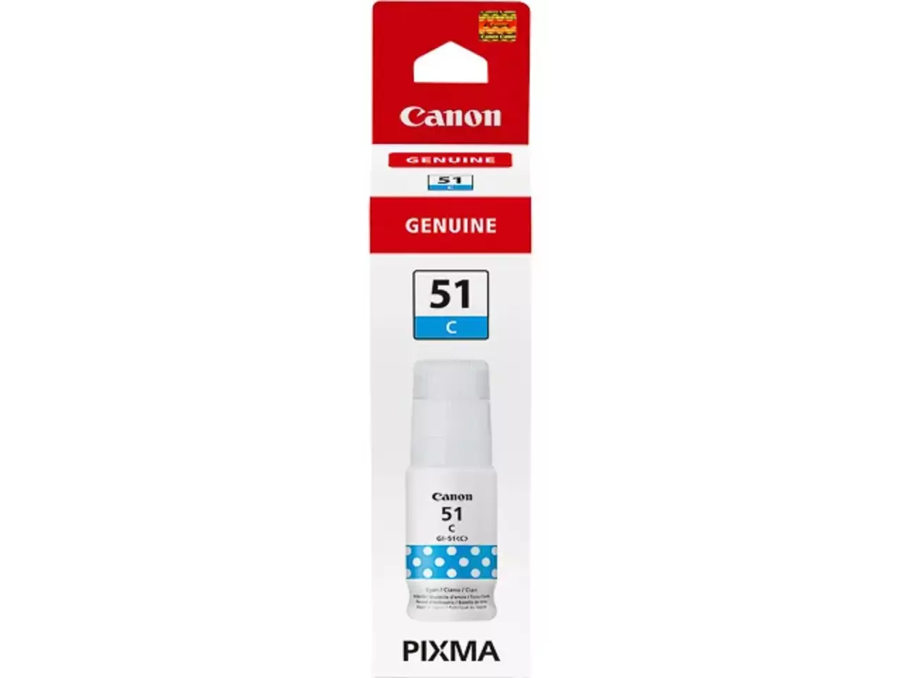 4546C001 Canon GI51C Pixma inkt cyaan 7700 pagina’s 70 ml De Canon 4546C001 in cyaan is een originele inktcartridge die zorgt voor heldere, betrouwbare afdrukken met Canon PIXMA G-serie printers.