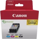 De Canon 2103C006 multi-verpakking bevat 4 cartridges in zwart, cyaan, magenta en geel en is ideaal voor wie op zoek