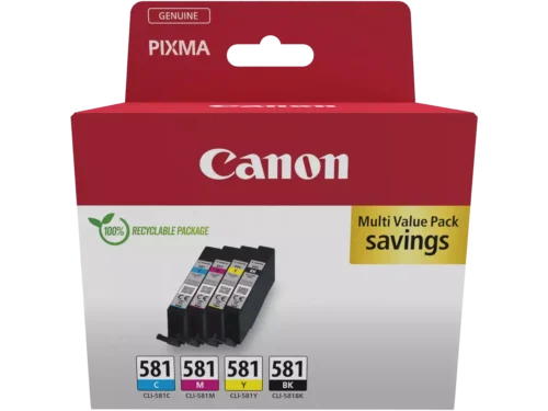 De Canon 2103C006 multi-verpakking bevat 4 cartridges in zwart, cyaan, magenta en geel en is ideaal voor wie op zoek