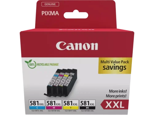 De Canon 1998C007 is een handige multi-verpakking met vier originele cartridges in zwart, cyaan, magenta en geel. Deze Canon inkcartridges