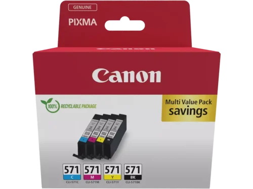 De Canon 0386C008 multi-verpakking met vier cartridges in zwart, cyaan, magenta en geel is een handige keuze voor wie zijn