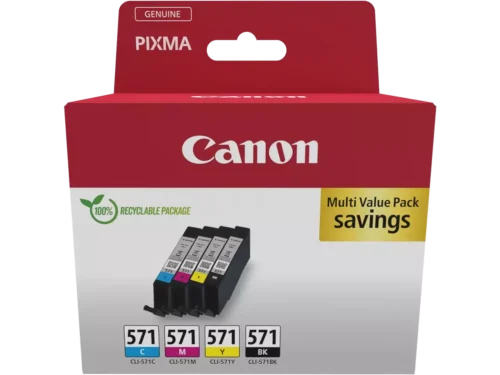 De Canon 0386C009 multi-verpakking bevat 4 cartridges in zwart, cyaan, magenta en geel, ideaal voor wie op zoek is naar