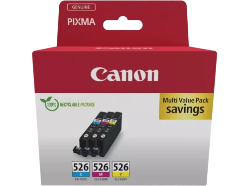 De Canon 4541B019 multipack bevat drie cartridges in cyaan, magenta en geel, ideaal voor scherpe en levendige afdrukken. Deze Canon
