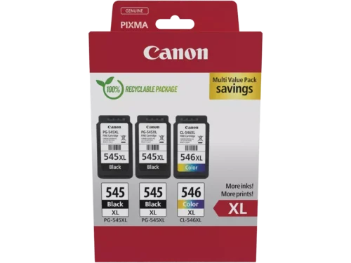 De Canon 8286B013 inktcartridge is een handige XL multi-verpakking met zwarte, cyaan, magenta en gele inkt voor scherpe afdrukken en