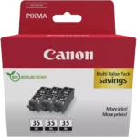 De Canon 1509B028 inktcartridge is een handige multi-verpakking met 3 zwarte cartridges, ideaal voor duidelijke en betrouwbare afdrukken. Deze verpakking