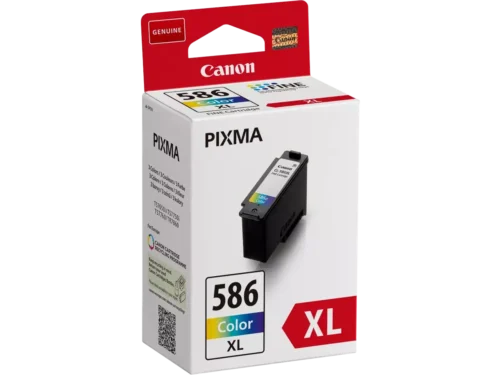 De Canon CL-586XL is een originele kleurencartridge met hoog rendement, goed voor tot 300 pagina’s in cyaan, magenta en geel.