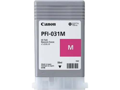 Canon PFI-031M is een magenta inktcartridge in enkele verpakking met 55 ml inhoud, speciaal geschikt voor diverse Canon imagePROGRAF- en