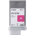 De Canon PFI-121M magenta inktcartridge levert heldere, betrouwbare afdrukken en bevat 130 ml gekleurde inkt in een handige enkele verpakking.