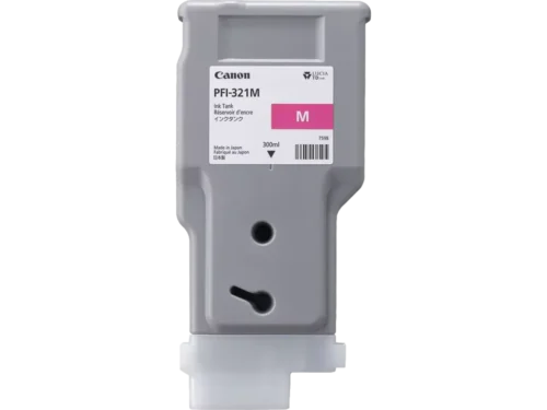 De Canon PFI-321 M magenta inktcartridge levert scherpe, levendige afdrukken met pigmentinkt en een inhoud van 300 ml. Deze originele