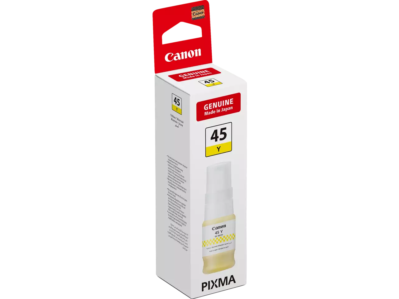 6287C001 Canon GI45Y Pixma GX inkt geel 40ml Canon GI-45Y is een originele gele inktfles in enkele verpakking, geschikt voor Canon MAXIFY GX 1040 en GX 2040 printers.