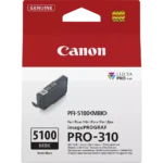 De Canon PFI-5100 MBK is een losse cartridge met 14,4 ml matzwarte inkt, ideaal voor scherpe en professionele afdrukken. Deze