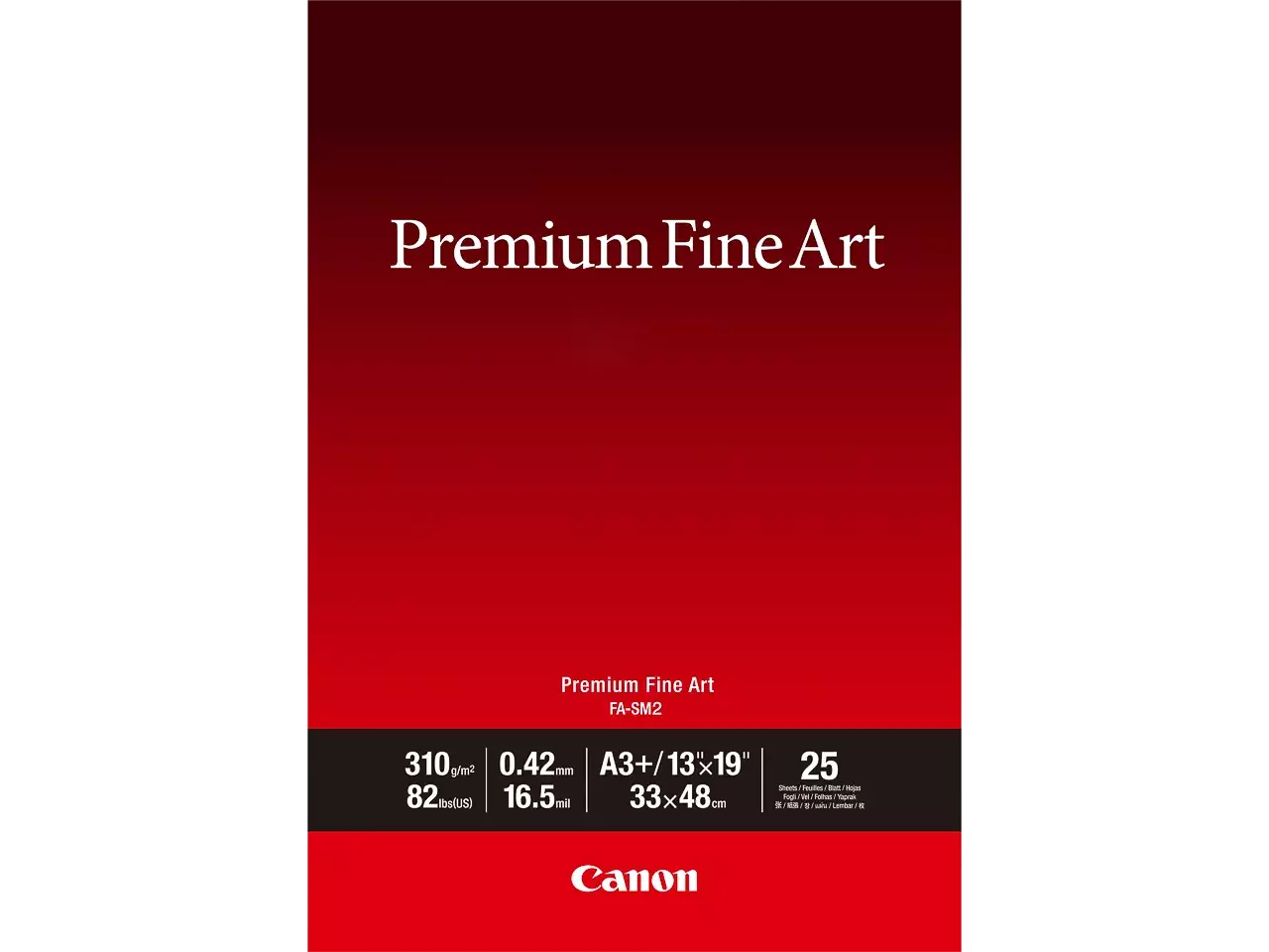 1711c014 Canon premium fine art papier A3+ 25 vel wit 310 gram De Canon FA-SM2 is gladde, stevige inkjetmedia met een gewicht van 310 g/m², ideaal voor scherpe prints en een professionele
