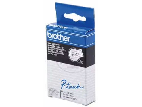 De Brother TC-291 is een zwarte-op-witte TC-tape van 9 mm breed en 7,7 meter lang, ideaal voor duidelijke labels in