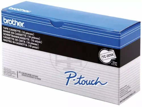 Brother Gloss Laminated Labelling Tape van 12 mm in zwart/wit levert duidelijke, duurzame labels voor diverse Brother P-touch printers. Met