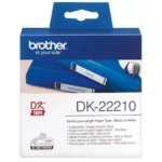 De Brother DK-22210 is een witte labeltape met zwarte opdruk, ideaal voor duidelijke en professionele labels. Met een breedte van