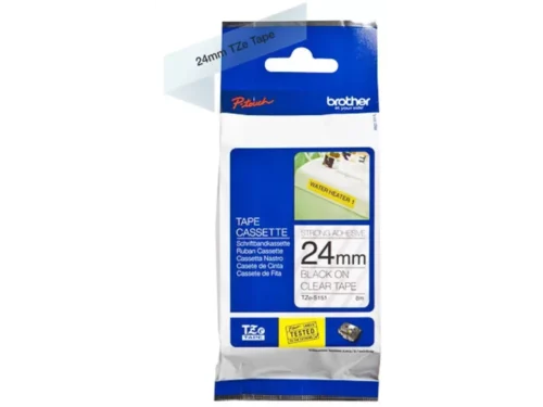 De Brother TZE-S151 is een duurzame TZ-tape van 2,4 cm breed en 8 meter lang, geschikt voor veel Brother P-touch