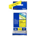 Brother TZE-651 is een duurzame gele labeltape van 24 mm breed en 8 m lang, geschikt voor diverse Brother P-touch