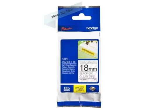 Brother TZE-S141 is een duurzame TZ-tape van 1,8 cm breed en 8 m lang, geschikt voor diverse Brother P-touch labelprinters.