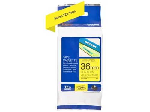 Brother TZE-661 is een duurzame TZ-tape in geel, met een breedte van 3,6 cm en een lengte van 8 meter.
