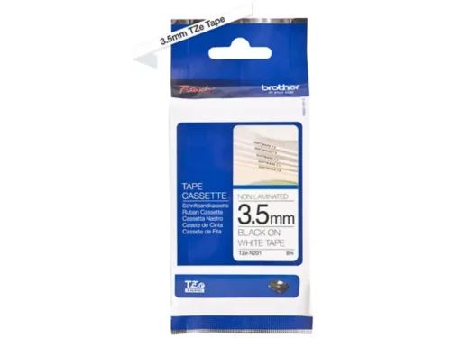 De Brother TZE-N201 is een compacte TZ-tape van 3,5 mm breed en 8 meter lang, geschikt voor een brede reeks
