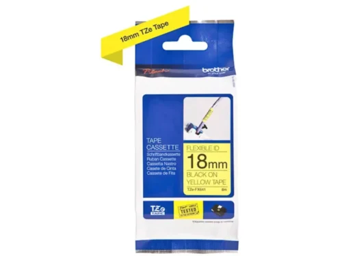 Brother TZE-FX641 is een stevige TZ-tape met zwart op geel print, ideaal voor duidelijke en duurzame labels. Met een breedte
