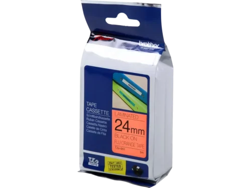 Brother TZE-B51 is een labeltape met zwart op fluorescerend oranje, ideaal voor duidelijke en opvallende labels. Deze Brother TZE-B51 tape