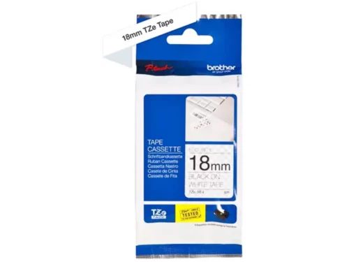 De Brother TZE-SE4 is een duurzame TZ-tape van 1,8 cm breed en 8 meter lang, geschikt voor veel Brother P-touch